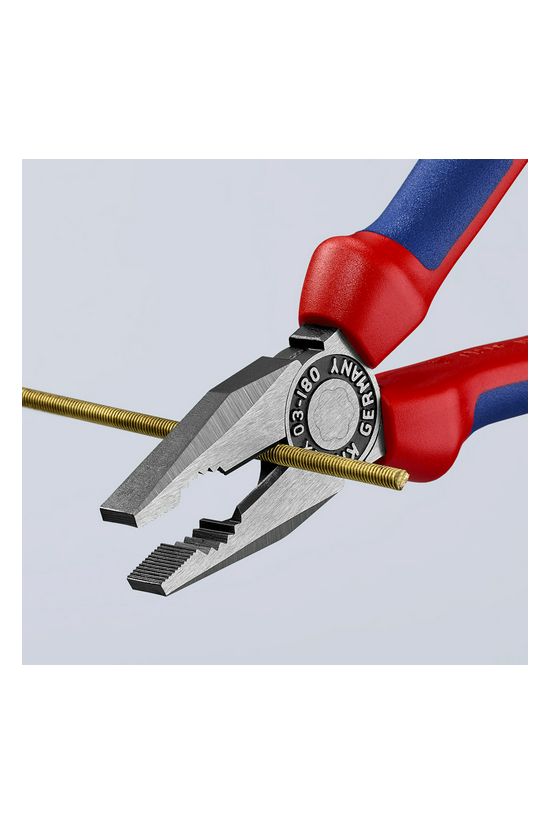 Kombinált fogó 60HRC max.d12/3,4/2,2mm-vágás piros-kék polírozott 180mm KNIPEX - 0302180