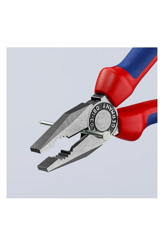 Kombinált fogó 60HRC max.d12/3,4/2,2mm-vágás piros-kék polírozott 180mm KNIPEX - 0302180