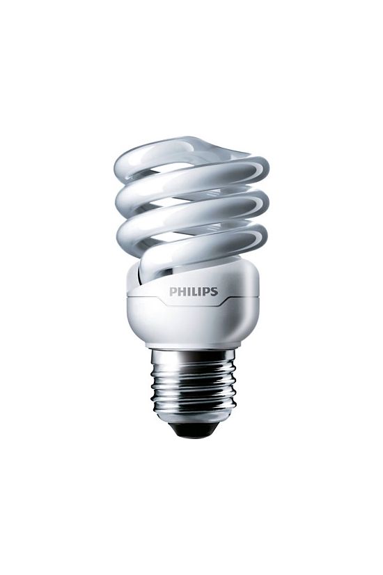 Kompakt fénycső T2 E27 12W- spirál 220-240V 741lm 2700K 10000h A-en.o. Tornado Philips - 929689114506