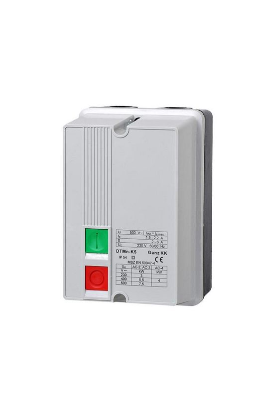 Komplett motorindító tokozott direkt 4,9-7,3A-hő 1.5kW/400VAC-3 220-230V50Hz IP54 DTMn-K5 Ganz KK - 241-0092-350