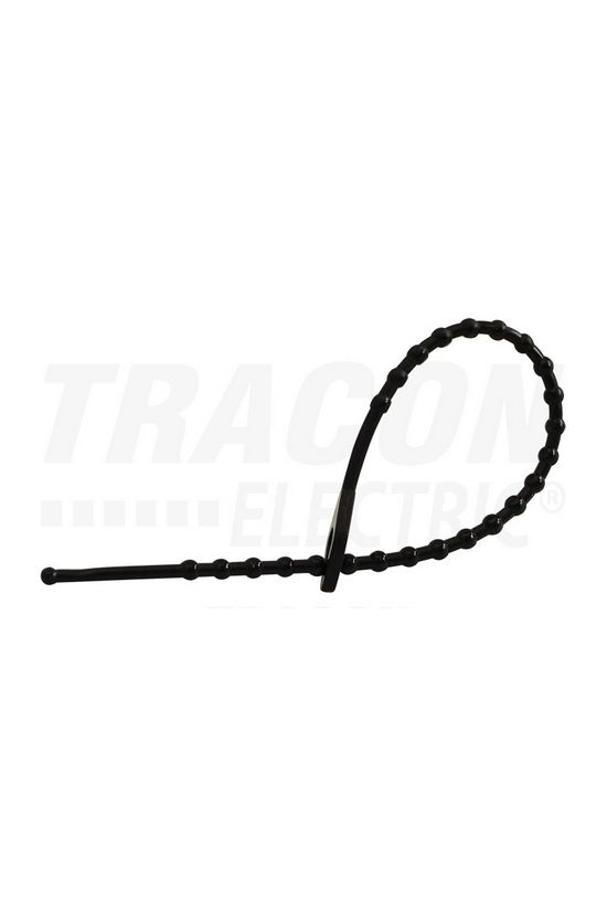 Kötegelő 150mm x 2mm fekete műanyag nyitható gömbsoros 35mm-max.kötegátmérő gömbsor-zárás TRACON - 150F-GY