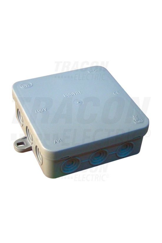 Kötődoboz falonkívüli 100mmx 100mm 40mm szürke műanyag IP54 12 kábel/cső PD TRACON - PD100X100