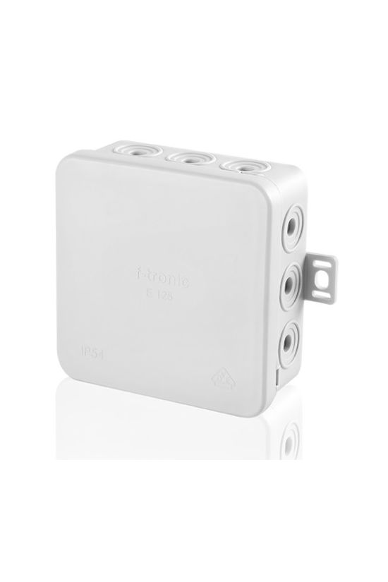 Kötődoboz falonkívüli 75mmx 75mmx 40mm szürke műanyag IP54 12 kábel/cső E125 F-TRONIC - 7340139
