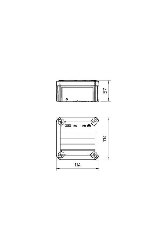 Kötődoboz falonkívüli műanyag 114mm x 114mm 57mm szürke IP66 T 60 OE OBO-BETTERMANN - 2007239
