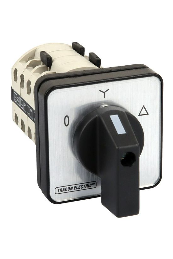 Terhelés 0-Y-D csillag-delta kapcsoló 3P 25A 7.5kW/400VAC-3 előlapra IP42 TRACON - TKM-25/C
