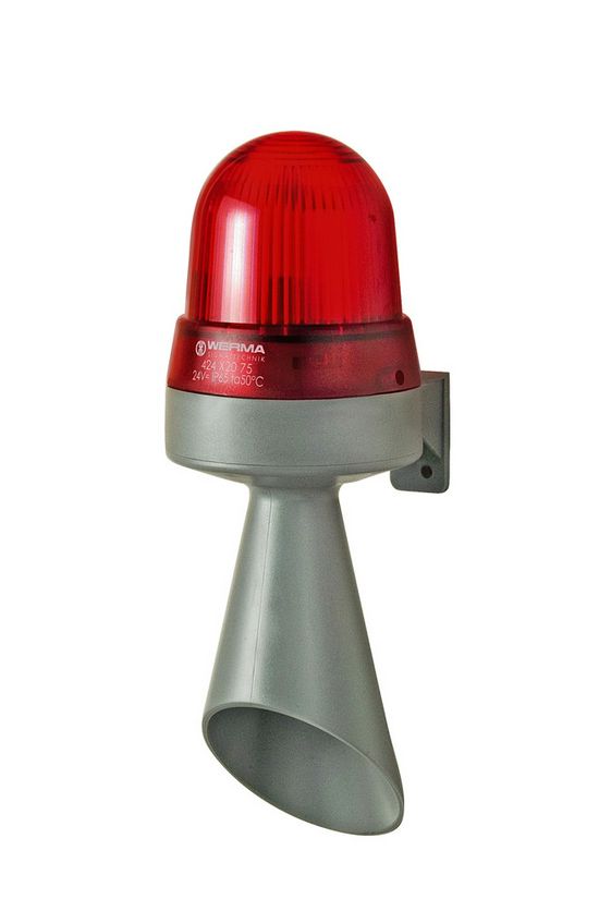 Kürt+fényjelző 24V AC/DC 98dB folyamatos hang villanó piros IP65 WERMA - 42512075