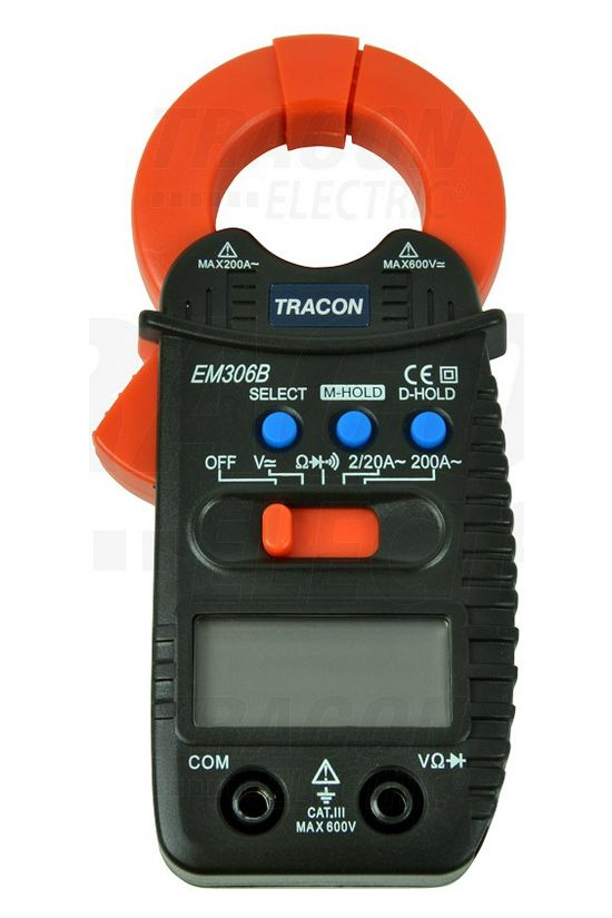 Lakatfogó V-A-Ohm LCD digitális 200A-max./AC 20mm-nyílás EM306B TRACON