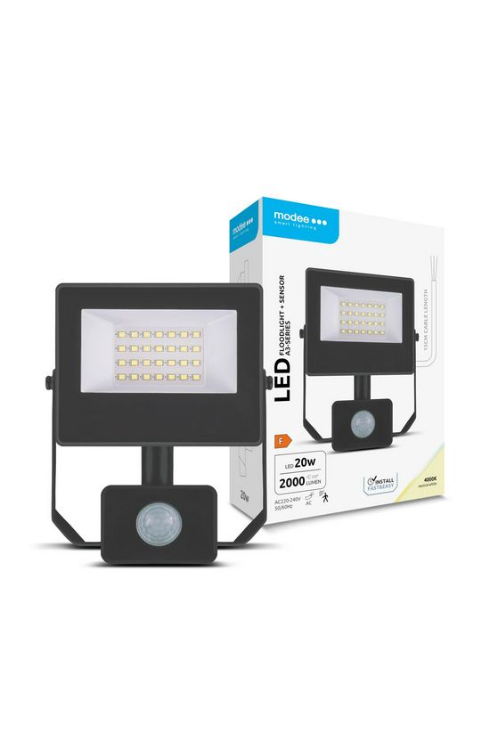 LED fényvető érzékelős 20W 220-240V AC 2000lm 4000K fekete alumínium IP65 A3-series Modee - ML-FLS4000K20WSA3