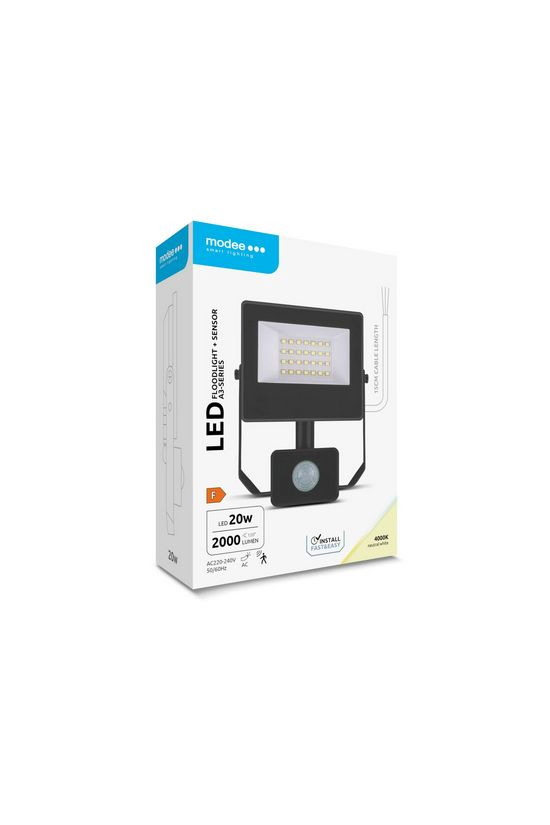 LED fényvető érzékelős 20W 220-240V AC 2000lm 4000K fekete alumínium IP65 A3-series Modee - ML-FLS4000K20WSA3