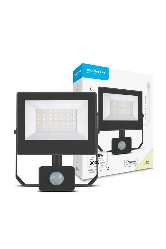 LED fényvető érzékelős 30W 220-240V AC 3000lm 4000K fekete alumínium IP65 A3-series Modee - ML-FLS4000K30WSA3