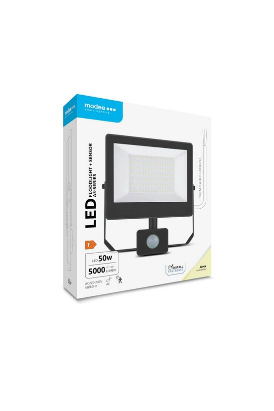 LED fényvető érzékelős 50W 220-240V AC 5000lm 4000K fekete alumínium IP65 A3-series Modee - ML-FLS4000K50WSA3
