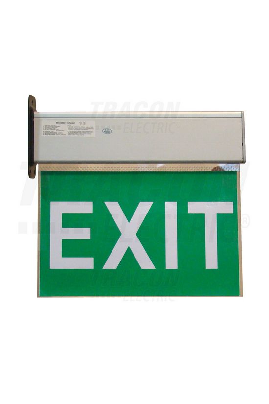 LED kijáratjelző készenléti 3W 230V AC 3h-szigetüzem tartókonzol 180lm-vész IP20 TRACON - EXIT-02-J
