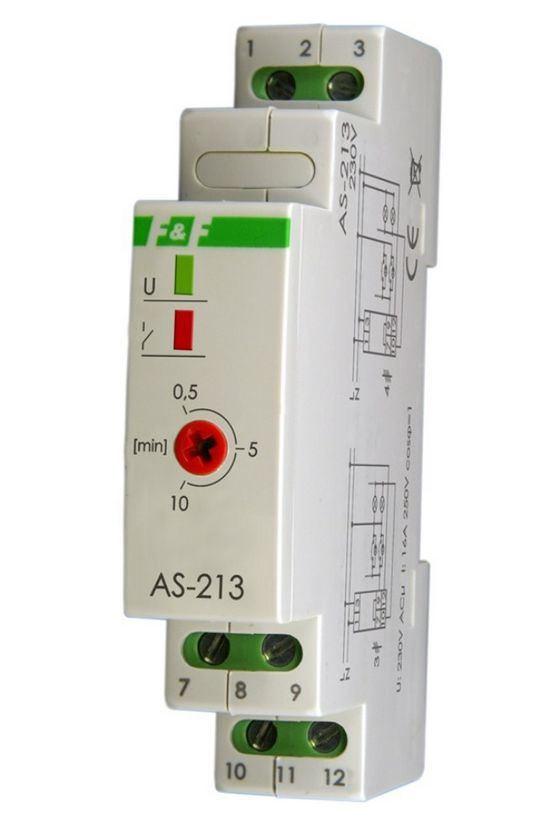 Lépcsőházi automata sorolható elektronikus 1z 0,5-10min-időzítés 16A 230V AC 2M F&F Filipowski - AS-213