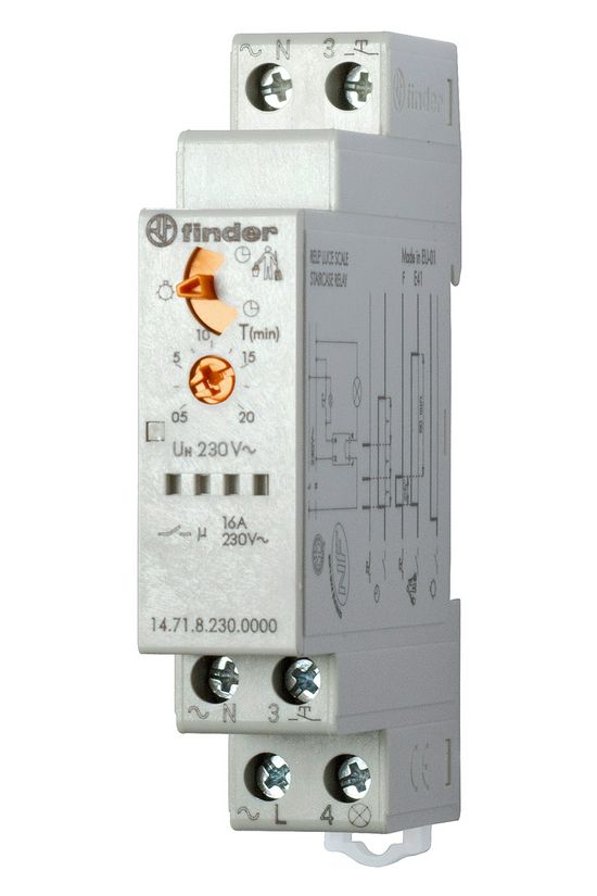 Lépcsőházi automata sorolható elektronikus 1z 0.5-20min-időzítés 16A 230V 14.71.8.230.0000 FINDER - 147182300000