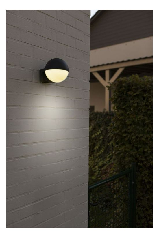 LUTEC 5138001118 LOOMA kültéri fali 1*E27 fekete/opál félgömb IP54