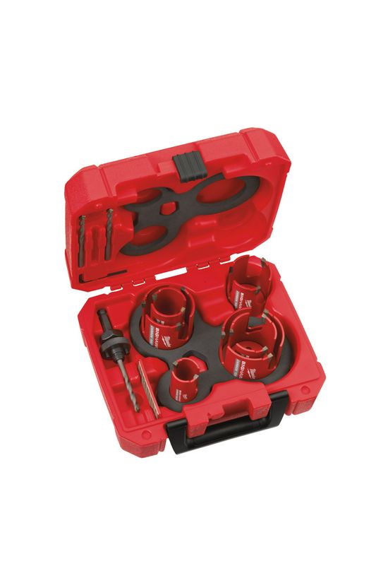 Lyukfűrész készlet 10db d35-/44/51/57/68/76mm +tartozék +koffer gipszkartonhoz BigHawg Milwaukee - 4932464939