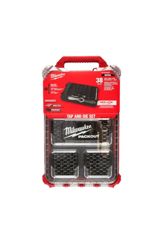 Menetmetsző/-fúró készlet 38db M3-M12 Hex-LOK hajtókarral +műanyag doboz M Packout Milwaukee - 4932498721