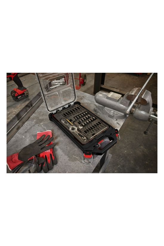 Menetmetsző/-fúró készlet 38db M3-M12 Hex-LOK hajtókarral +műanyag doboz M Packout Milwaukee - 4932498721