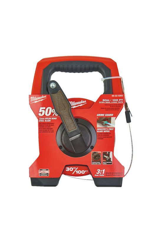 Mérőszalag keretes nylon bevonatos 30m x 13mm acél metrikus Milwaukee - 48225203