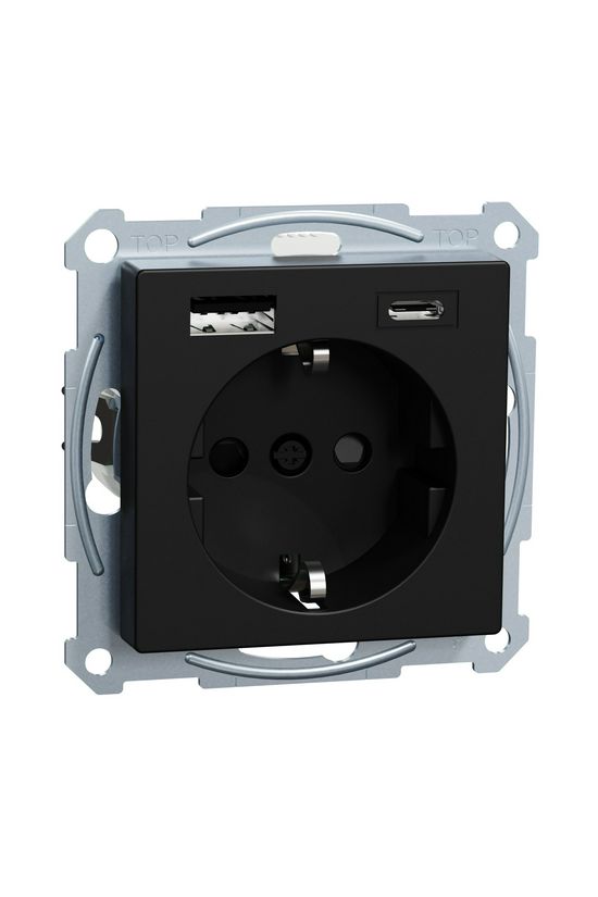 Merten 162 dugalj 2xUSBtáp gyerekzárral fekete IP20 süllyesztett Schneider - MEG2367-0403