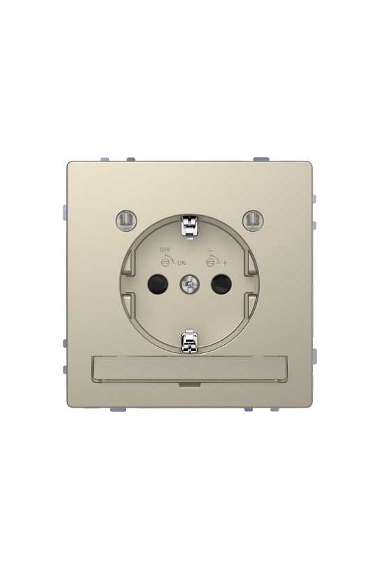 MERTEN 2P+F csatlakozóaljzat, biztonsági zsaluval, LED világítással, rugós, 16A, System-D, szahara - MTN2304-6033