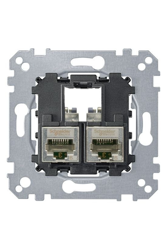 Merten adapterfedél 2xRJ45 RJ45 8(8) Cat6 falonkívüli süllyesztett csavaros Cat6 STP Schneider - MTN4576-0022