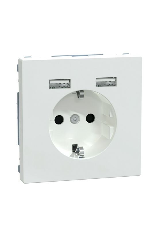 Merten D-Life 162 dugalj 2xUSBtáp lótusz fehér IP20 süllyesztett csavaros Schneider - MTN2366-6035