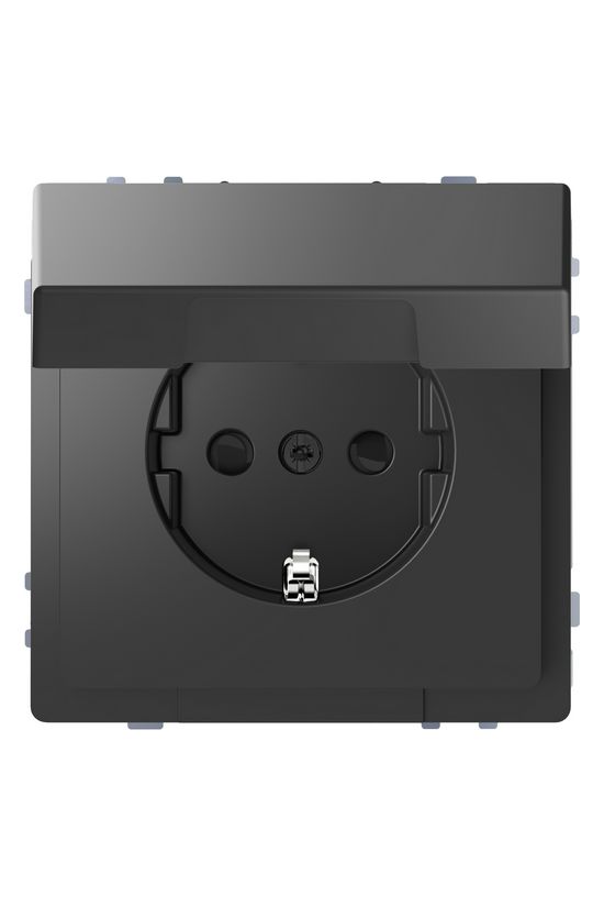 Merten D-Life 162 dugalj földelt csapófedéllel gyerekzárral antracit IP20 süllyesztett Schneider - MTN2310-6034