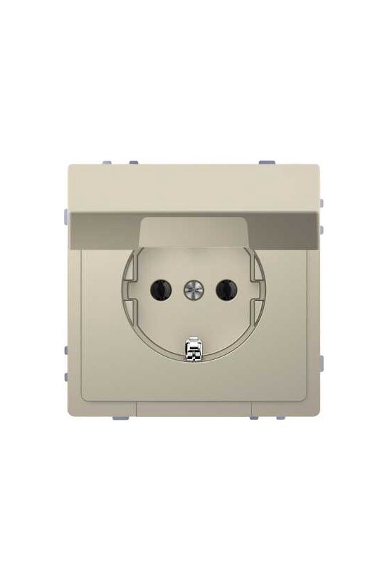 MERTEN 2P+F csatlakozóaljzat, biztonsági zsaluval, csapófedéllel, rugós, 16A, System-D, szahara - MTN2310-6033