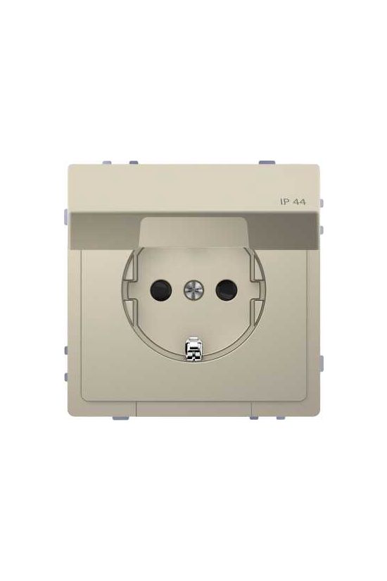 MERTEN 2P+F csatlakozóaljzat, biztonsági zsaluval, csapófedéllel, rugós, 16A, IP44, System-D, szahara - MTN2314-6033