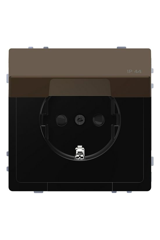 Merten D-Life 162 dugalj földelt csapófedéllel gyerekzárral bronz IP44 süllyesztett Schneider - MTN2314-6052