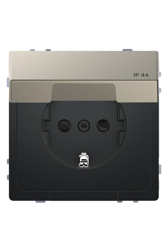 Merten D-Life 162 dugalj földelt csapófedéllel gyerekzárral IP44 süllyesztett rugós Schneider - MTN2314-6050