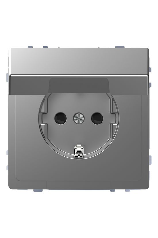 Merten D-Life 162 dugalj földelt csapófedéllel gyerekzárral nemesacél IP20 süllyesztett Schneider - MTN2310-6036