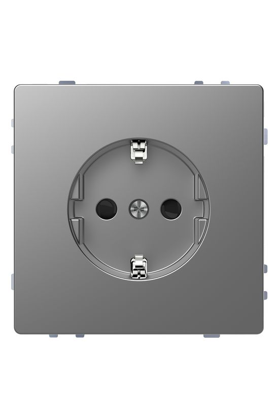 Merten D-Life 162 dugalj földelt gyerekzárral nemesacél IP20 süllyesztett csavaros Schneider - MTN2400-6036