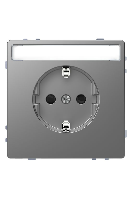 Merten D-Life 162 dugalj földelt gyerekzárral nemesacél IP20 süllyesztett rugós Schneider - MTN2302-6036