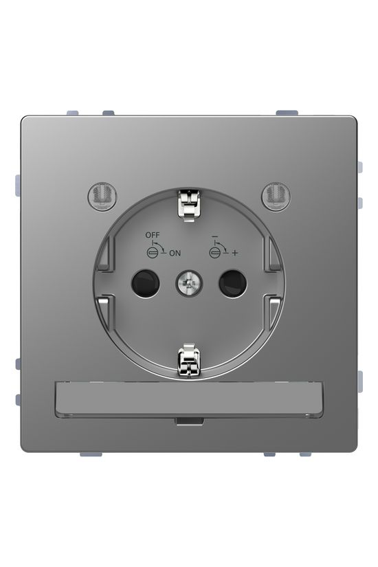 Merten D-Life 162 dugalj földelt gyerekzárral nemesacél IP20 süllyesztett rugós Schneider - MTN2304-6036