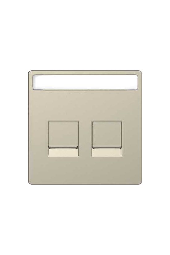 MERTEN Fedlap, 2xRJ45 moduláris betétekhez, feliratozható, System-D, szahara - MTN4564-6033