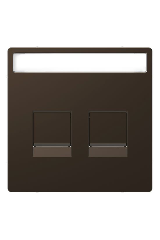 Merten D-Life fedlap 2xRJ45 adatcsatlakozóhoz műanyag bronz címketartóval Schneider - MTN4564-6052