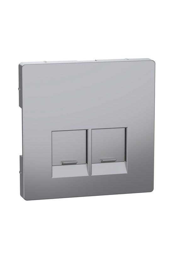 Merten D-Life fedlap 2xRJ45 adatcsatlakozóhoz műanyag nemesacél Schneider - MTN4572-6036