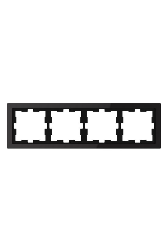 Merten D-Life keret ónixfekete 4-es vízszintes és függőleges üveg fekete kezeletlen Schneider - MTN4040-6503