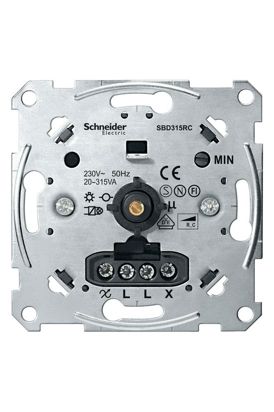 Merten fényerőszabályzó betét forgató-/nyomó 20-315VA kapacitív-terhelés süllyesztett Schneider - MTN5136-0000