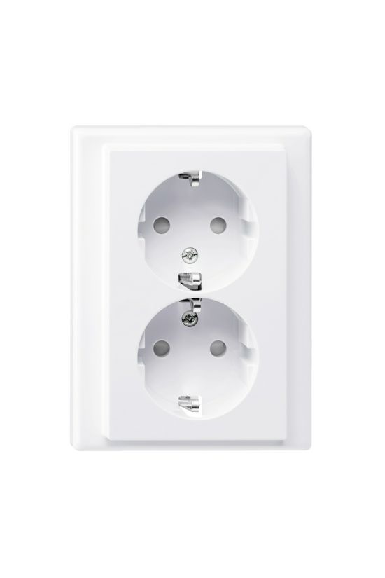 Merten-SM 162/2 dugalj antibakteriális földelt gyerekzárral nemesacél IP20 süllyesztett Schneider - MTN2420-1425