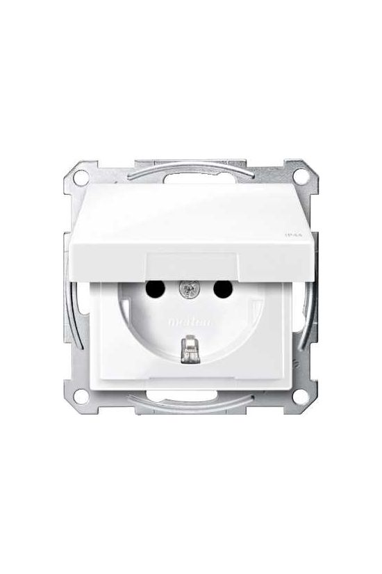 Merten-SM 162 dugalj antibakteriális földelt csapófedéllel gyerekzárral fehér IP44 Schneider - MTN2314-0325