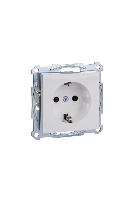 MERTEN 2P+F csatlakozóaljzat, biztonsági zsaluval, rugós, 16A, System-M, aktívfehér - MTN2300-0325