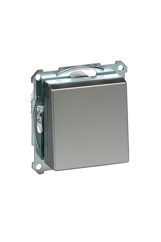 Merten-SM 162 dugalj földelt csapófedéllel gyerekzárral alumínium IP20 süllyesztett Schneider - MTN2310-0460