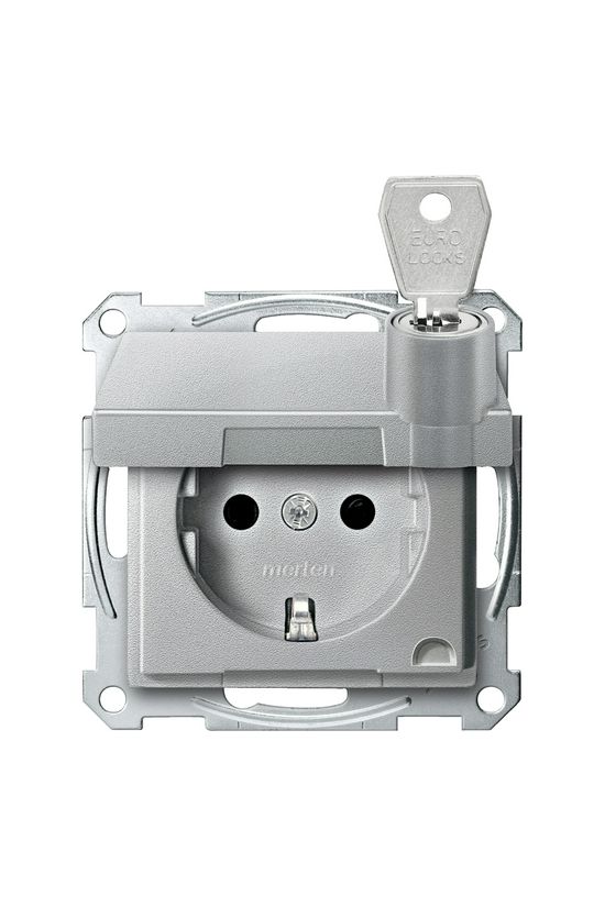 Merten-SM 162 dugalj földelt csapófedéllel gyerekzárral alumínium IP20 süllyesztett Schneider - MTN2315-0460