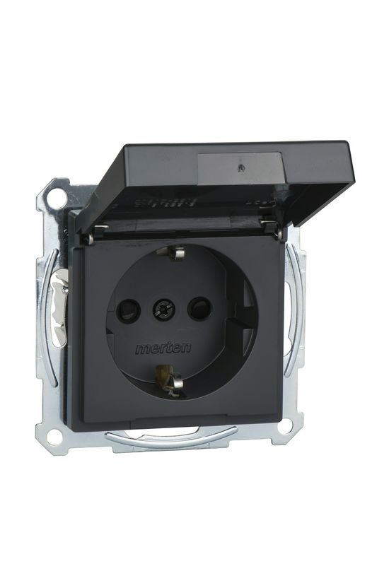 Merten-SM 162 dugalj földelt csapófedéllel gyerekzárral antracit IP20 süllyesztett Schneider - MTN2310-0414