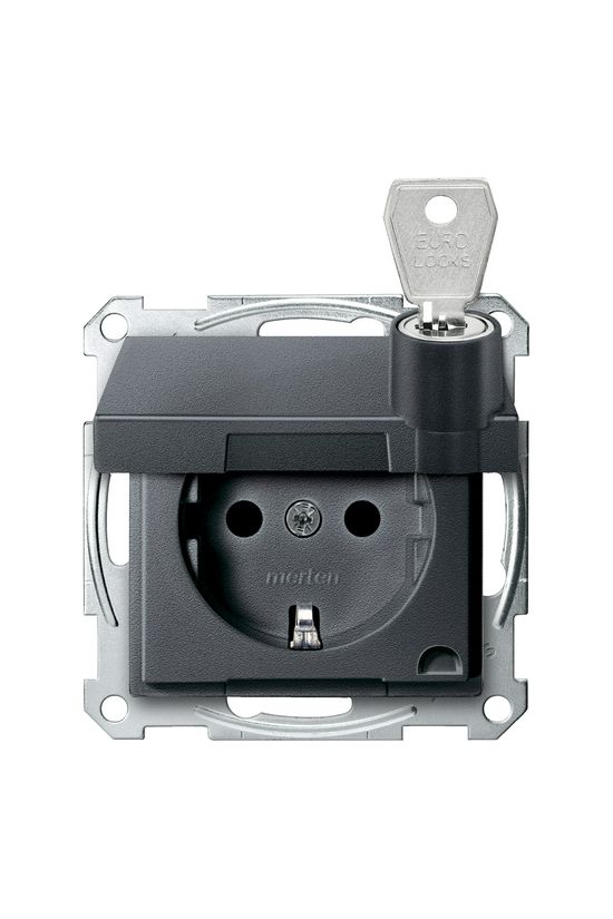 Merten-SM 162 dugalj földelt csapófedéllel gyerekzárral antracit IP20 süllyesztett Schneider - MTN2315-0414