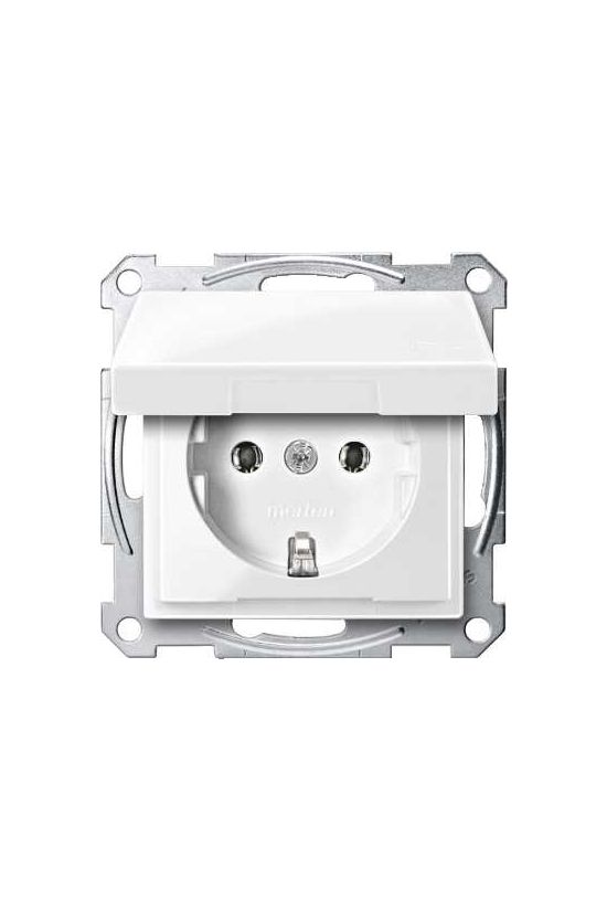 MERTEN 2P+F csatlakozóaljzat, csapófedéllel, rugós, 16A, System-M, polárfehér - MTN2311-0319