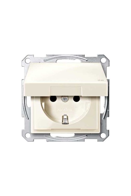 Merten-SM 162 dugalj földelt csapófedéllel gyerekzárral krém IP44 süllyesztett rugós Schneider - MTN2314-0344